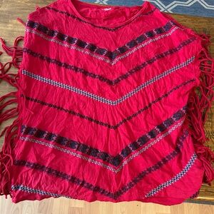 Ruff Hewn Red and Black Fringed Tunic